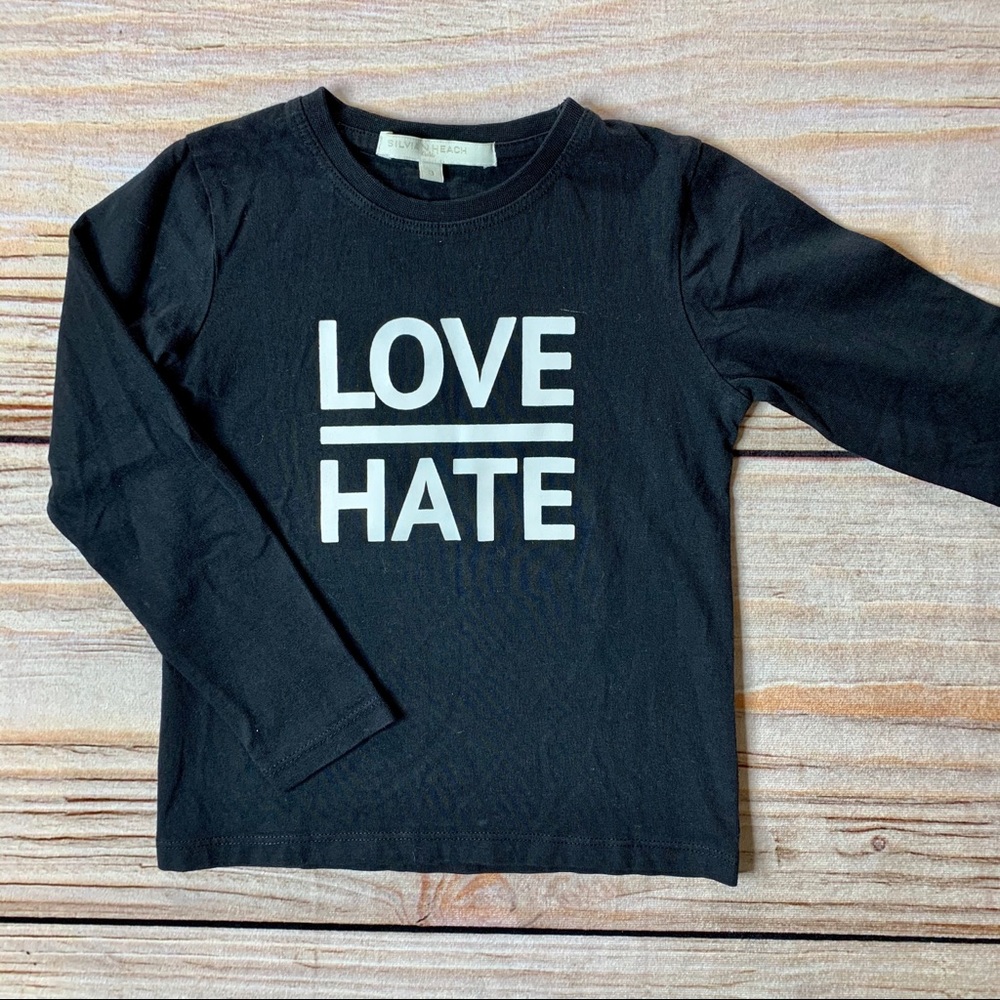 Silvian Heach love‎ hate long sleeve black tee